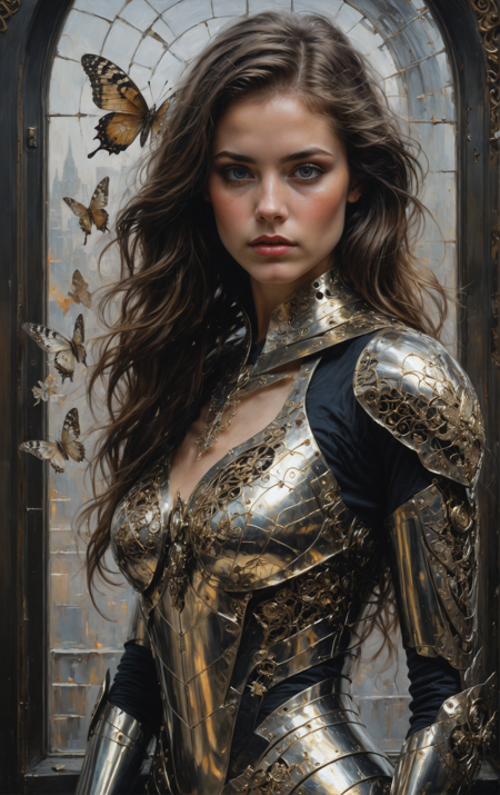 31073422-554464390-In Casey Baugh's evocative style, art of a beautiful young girl cyborg with long brown hair, futuristic, scifi, intricate, elega.png